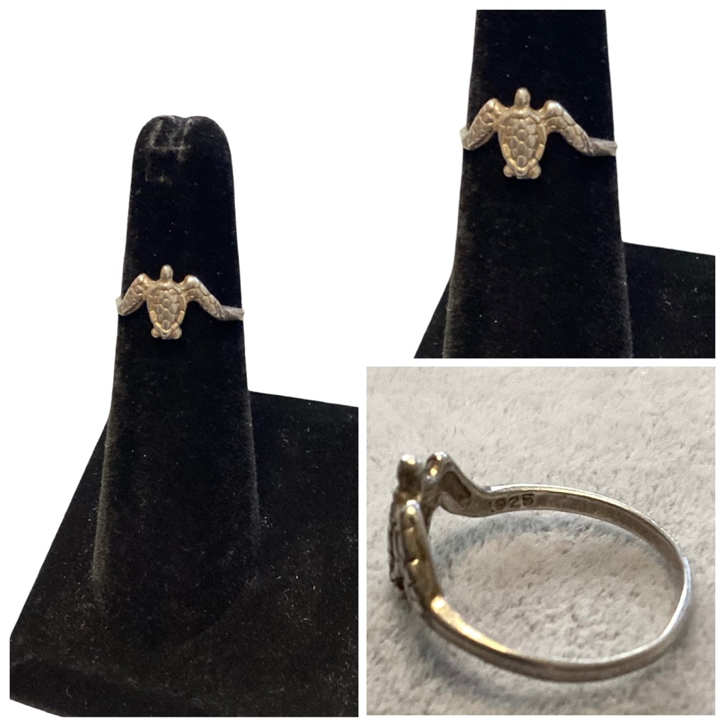 Vintage Sterling Silver Turtle Ring Stamped 925